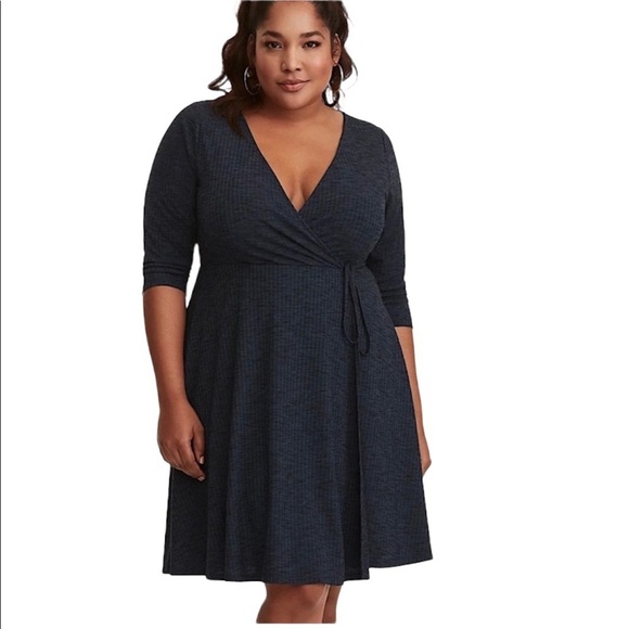 TORRID ribbed faux wrap dress - Picture 2 of 8